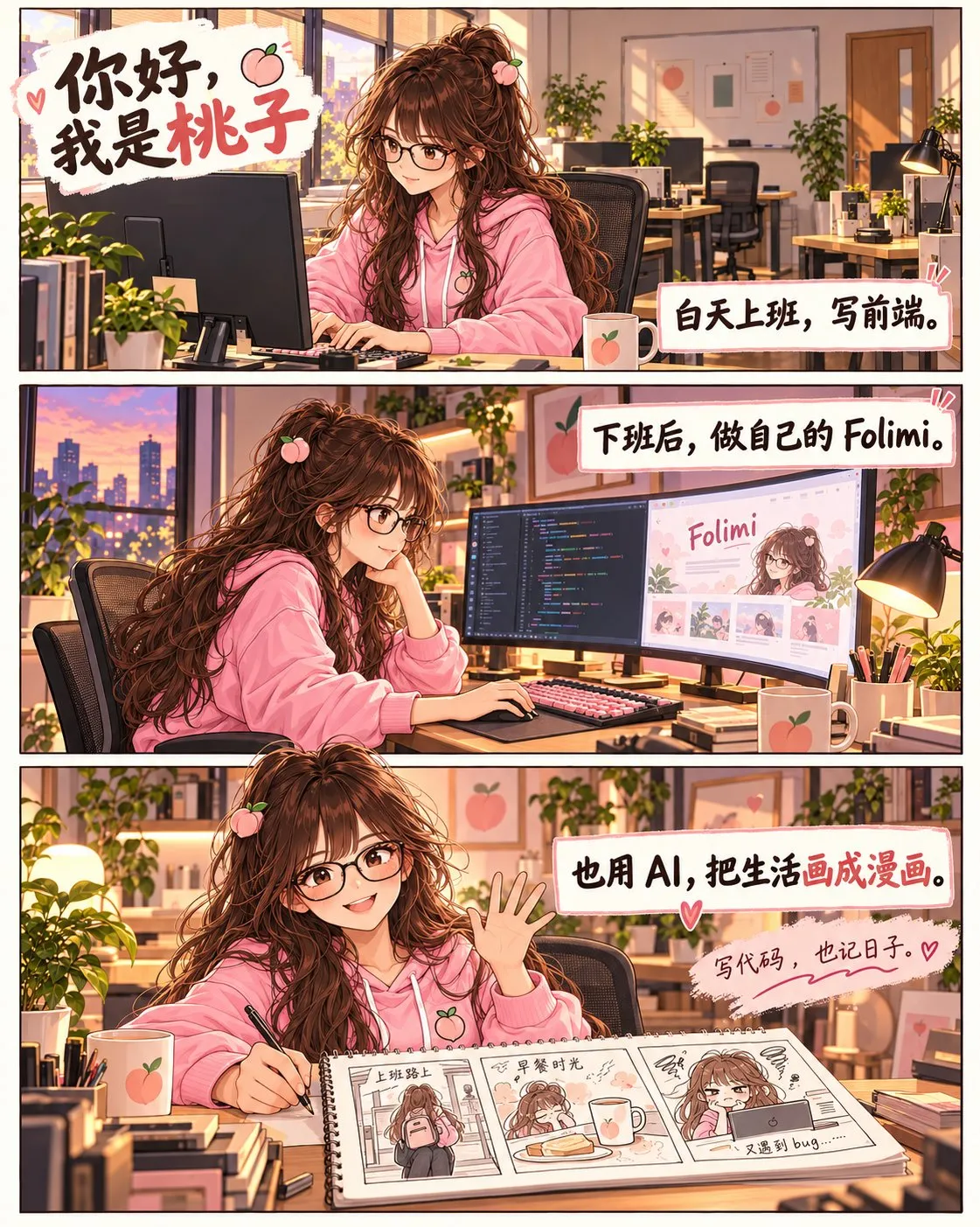 桃子世界观漫画创作包｜角色、场景与一句话创作指南