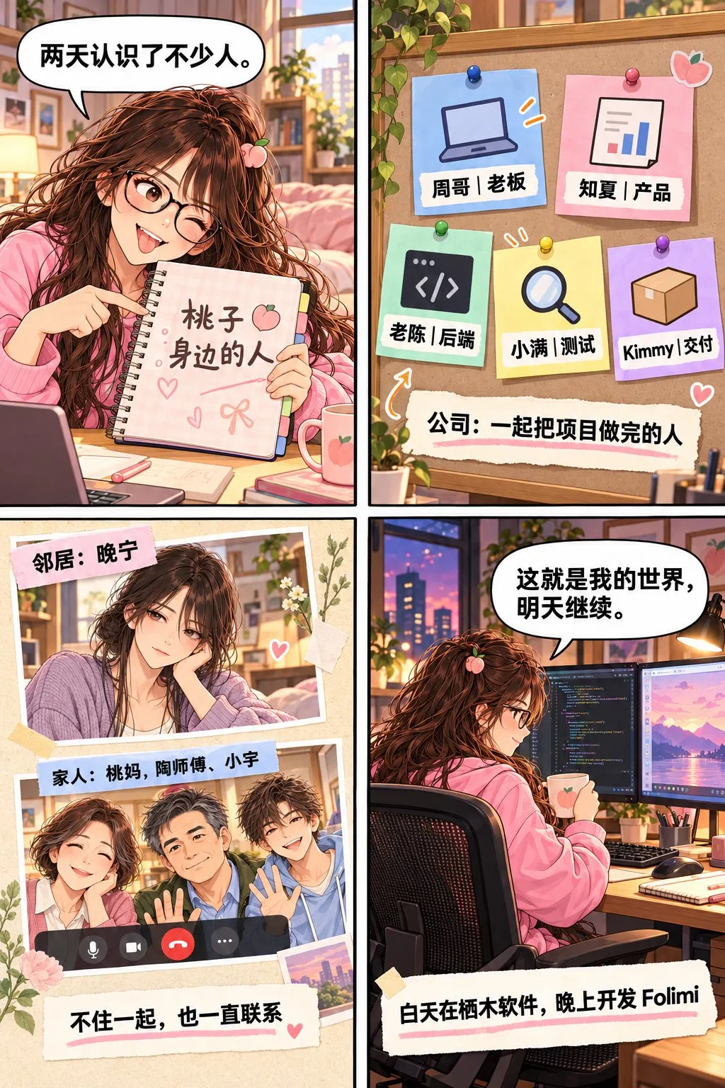 桃子世界观漫画创作包｜角色、场景与一句话创作指南